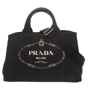 PRADA Black Canvas Shoulder Bag